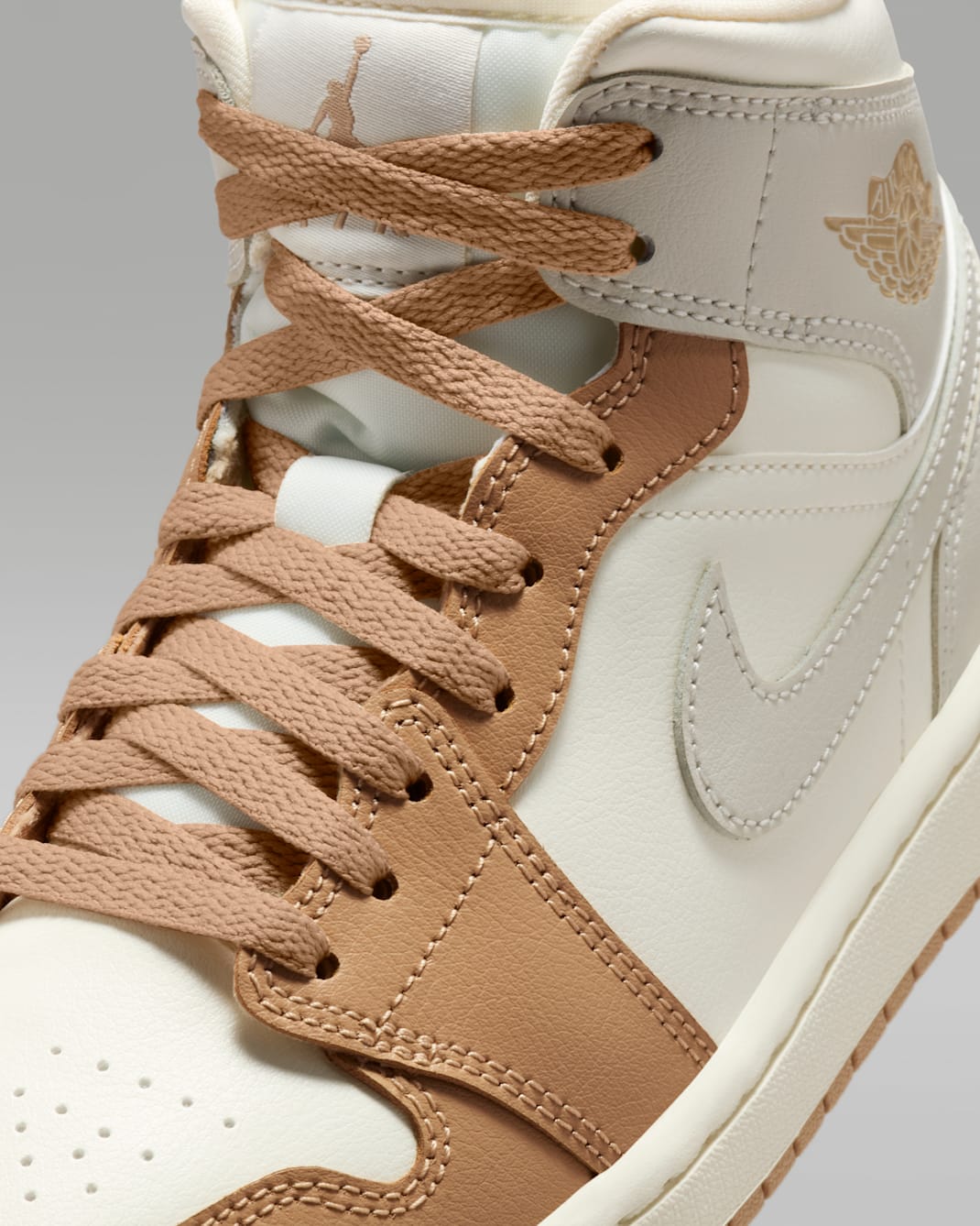 Nike Women's Air Jordan 1 Mid Shoes - Pale Ivory / Hemp / Sail / Light Orewood Brown