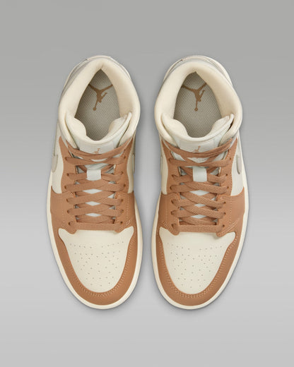Nike Women's Air Jordan 1 Mid Shoes - Pale Ivory / Hemp / Sail / Light Orewood Brown