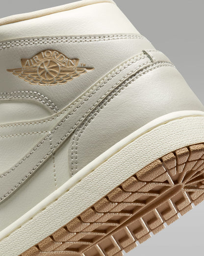 Nike Women's Air Jordan 1 Mid Shoes - Pale Ivory / Hemp / Sail / Light Orewood Brown