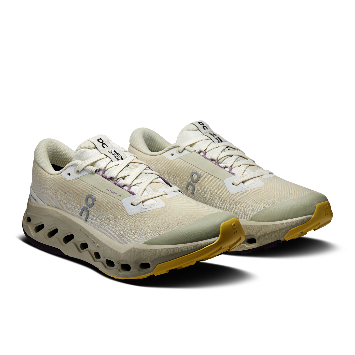 On Running Women's Cloudsurfer Trail 2 Waterproof Shoes - Ghost / Chalk
