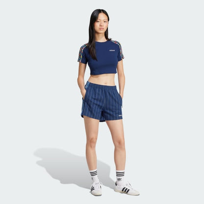 Adidas Women's 3-Stripes Infill Baby Tee Apparel - Night Indigo / Multicolor