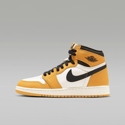 Nike Kids' Air Jordan 1 High OG Shoes - Yellow Ochre / Sail / Black