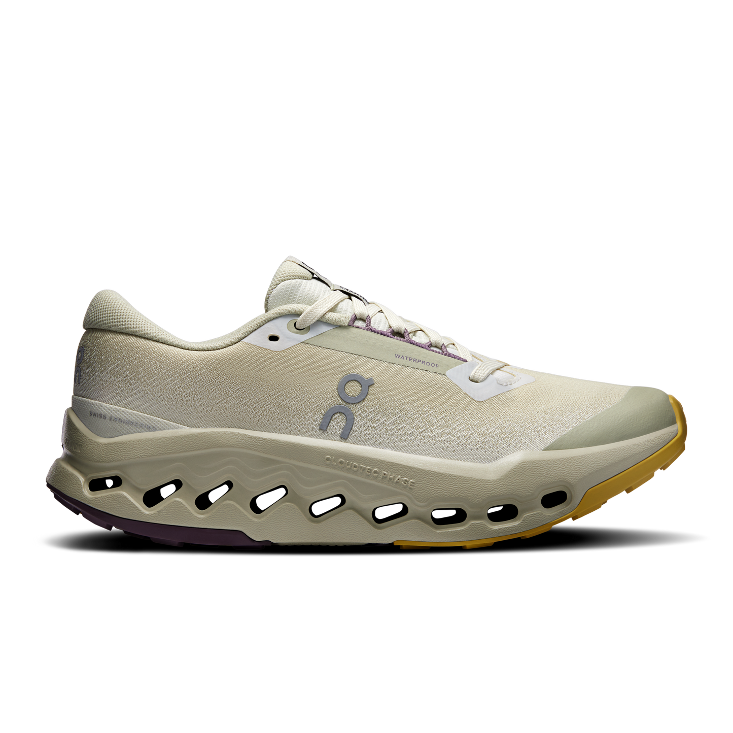 On Running Women's Cloudsurfer Trail 2 Waterproof Shoes - Ghost / Chalk