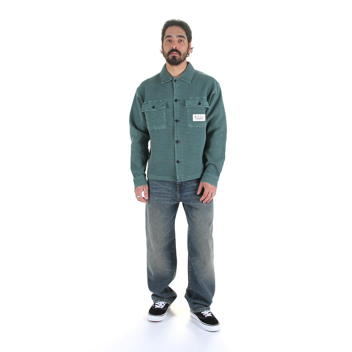 Waffle Button Front Shirt