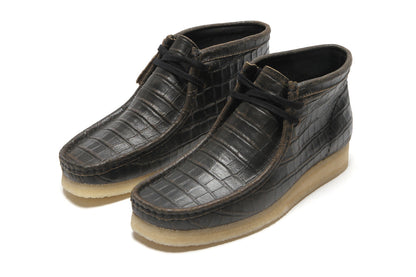 Wallabee Boot Black Crocodile Distress