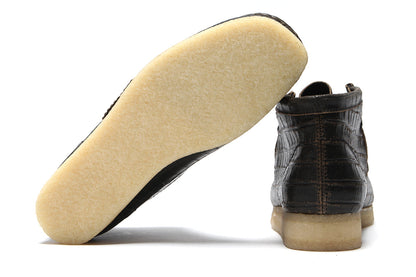 Women's Wallabee Boot Black Crocodile Distress