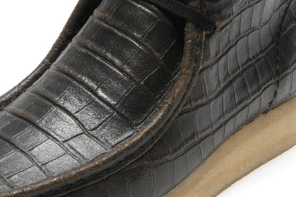 Wallabee Boot Black Crocodile Distress