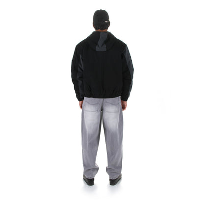 Panel Denim Hooded Bomber