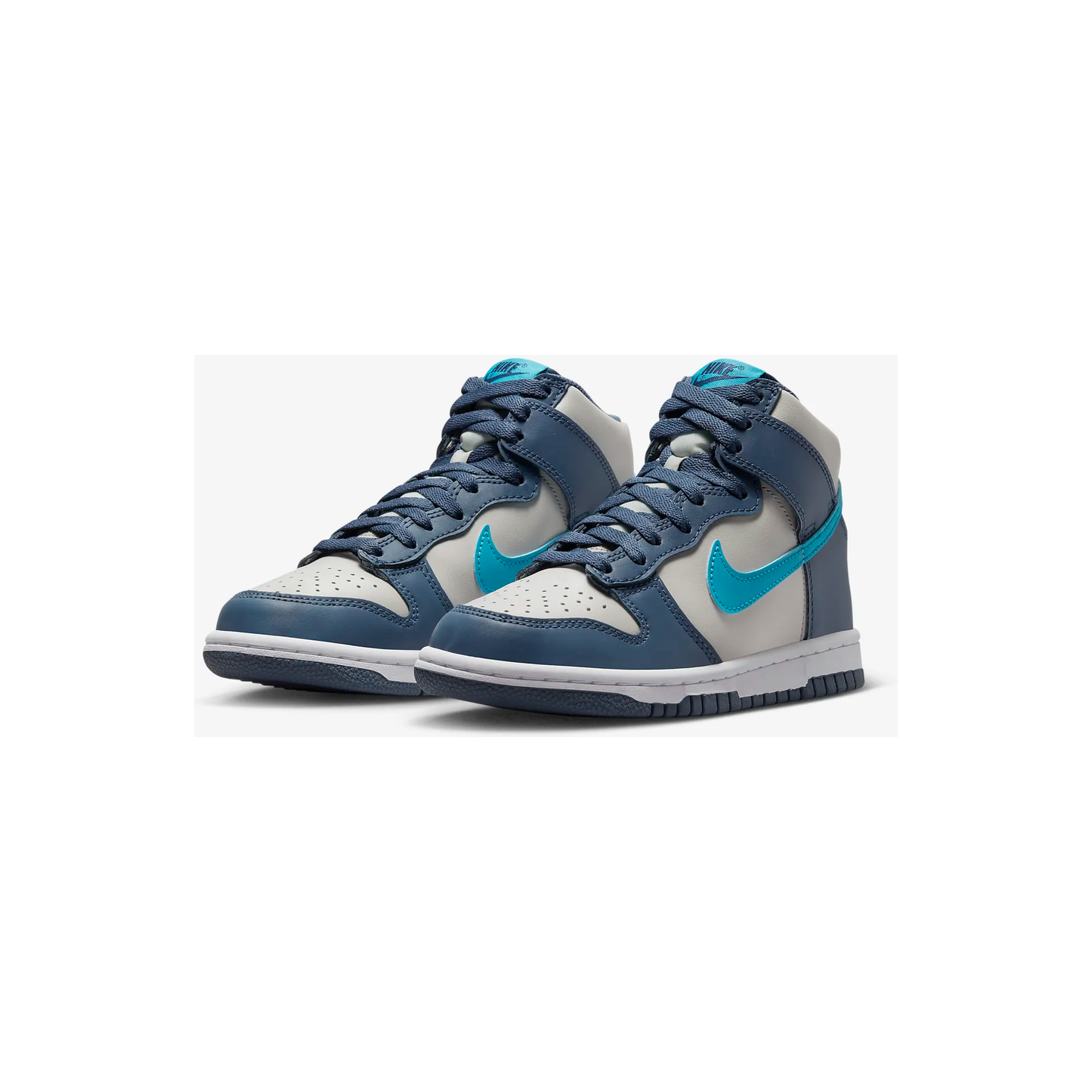 Nike Kids' Dunk High Shoes - Light Bone / Diffused Blue / White / Blue Lightning