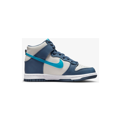 Nike Kids' Dunk High Shoes - Light Bone / Diffused Blue / White / Blue Lightning