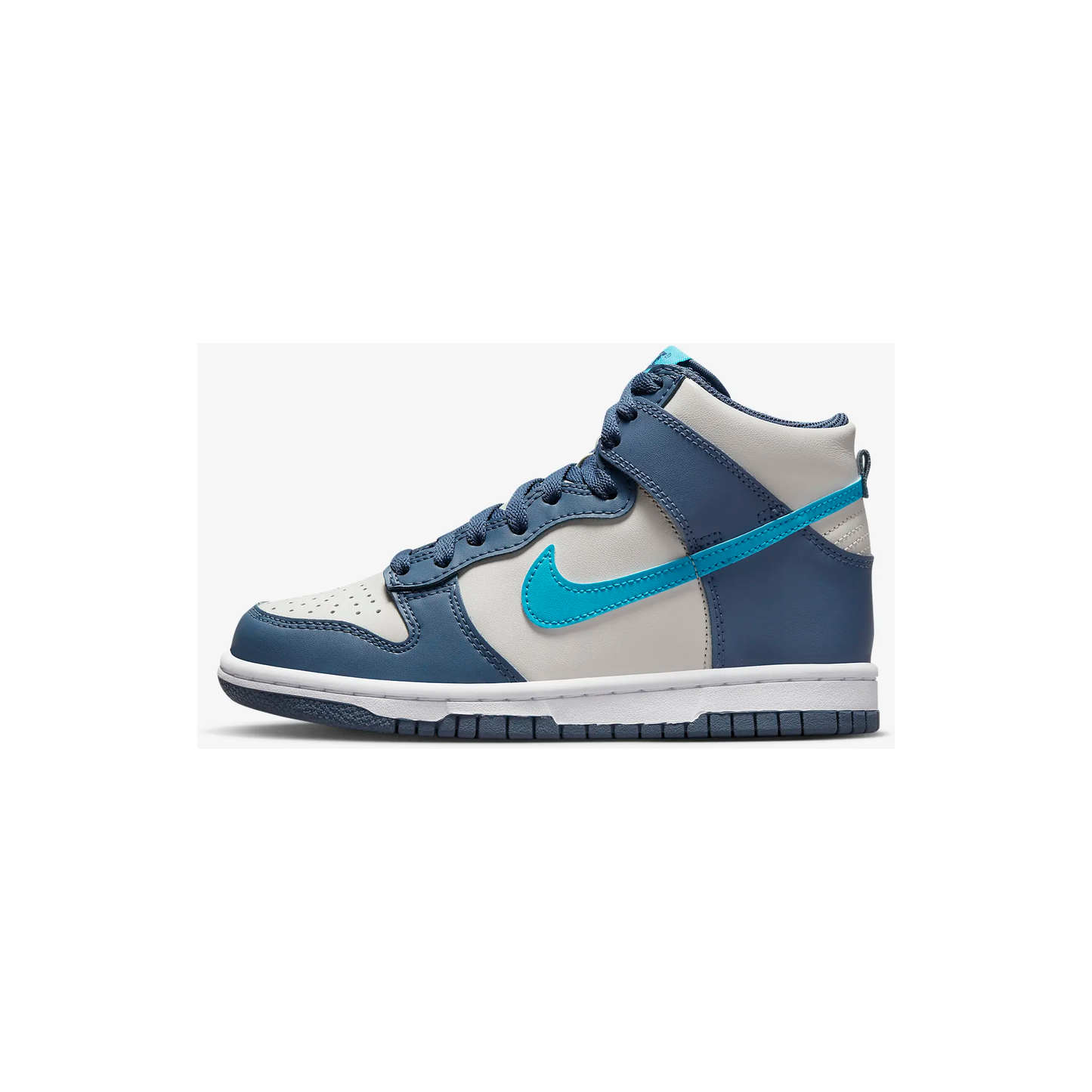 Nike Kids' Dunk High Shoes - Light Bone / Diffused Blue / White / Blue Lightning