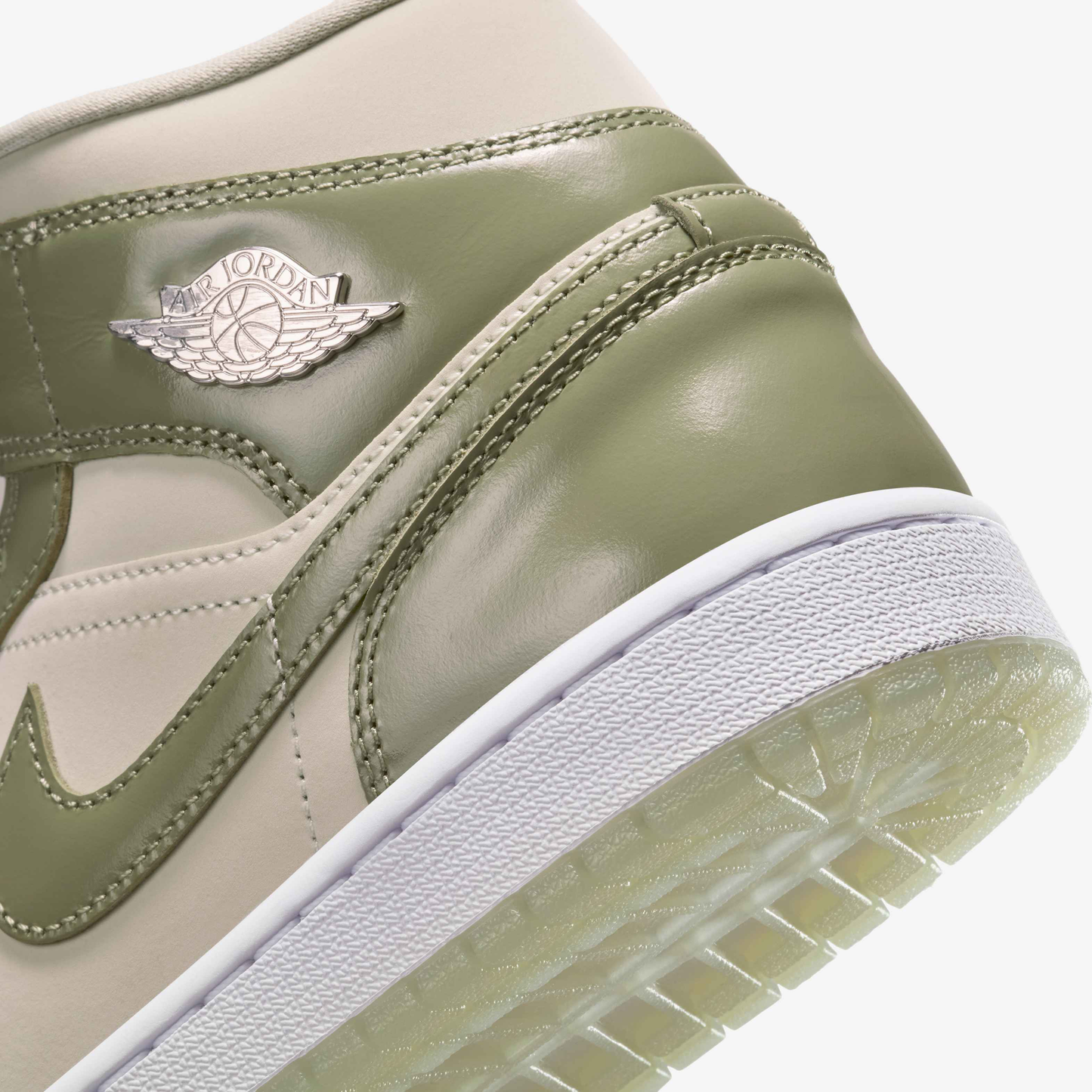 Nike Women's Air Jordan 1 Mid Se Shoes - Sea Glass / Oil Green / Metallic Silver