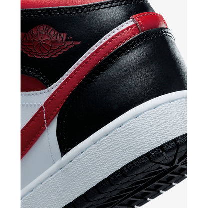 Nike Kids' Jordan 1 Mid GS Shoes - Black / White / Fire Red