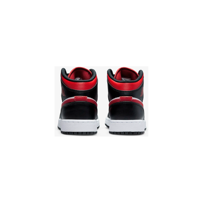 Nike Kids' Jordan 1 Mid GS Shoes - Black / White / Fire Red