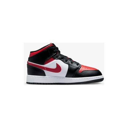 Nike Kids' Jordan 1 Mid GS Shoes - Black / White / Fire Red