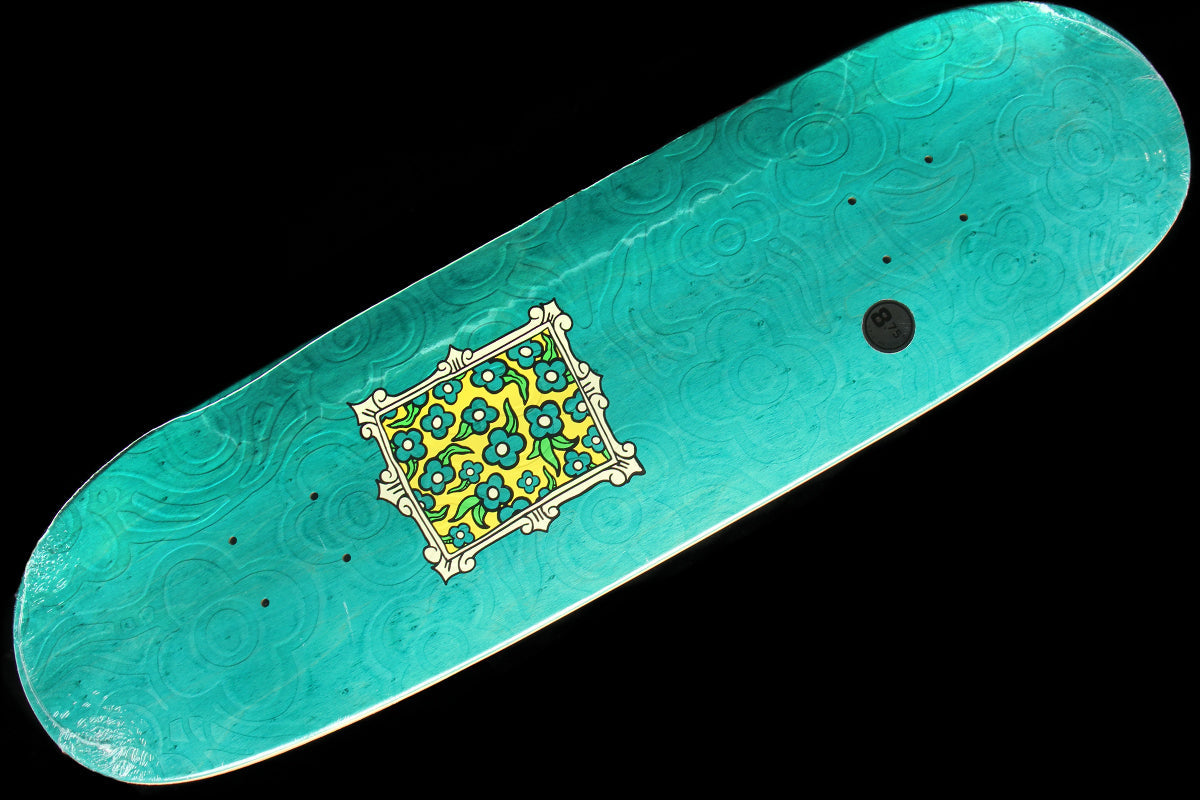 Shaped Flower Frame Embossed Teal Deck 8.75"