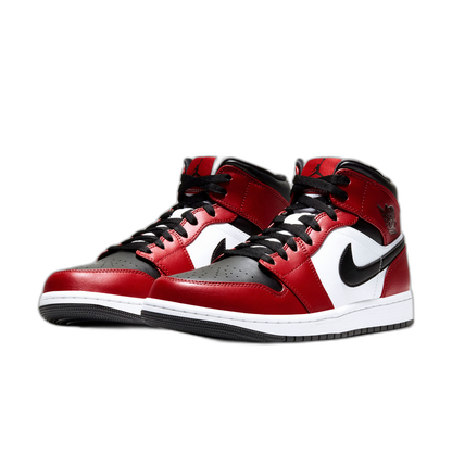 Nike Men's Air Jordan 1 Mid Chicago Black Toe Shoes - White / Black / Gym Red