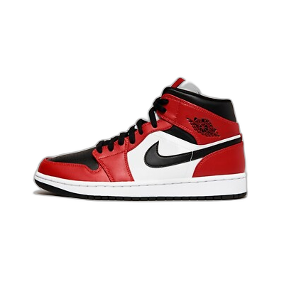 Nike Men's Air Jordan 1 Mid Chicago Black Toe Shoes - White / Black / Gym Red