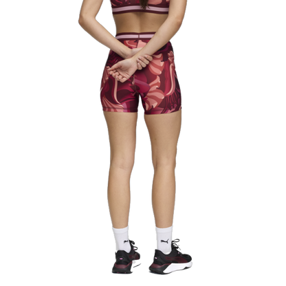Puma Women's Strong Floral Ribbon Short Tights - Ruby Shimmer