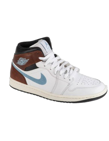 Nike Men's Air Jordan 1 Mid Se Shoes - White / Blue Grey / Black / Sail