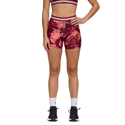 Puma Women's Strong Floral Ribbon Short Tights - Ruby Shimmer