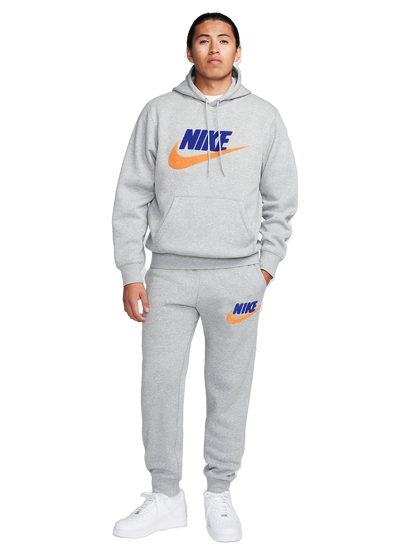 Nike Men's Club Fleece Apparel - Dark Grey Heather / Light Smoke Grey / Safety Orange