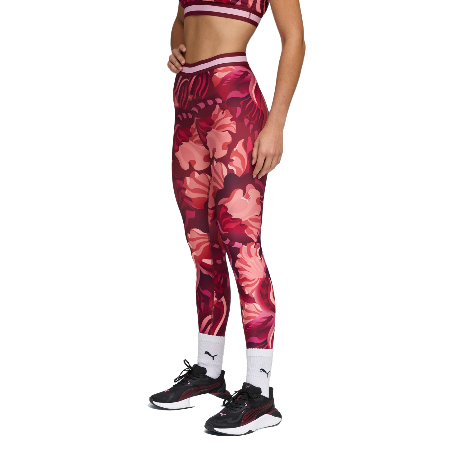 Puma Women's Strong Floral Ribbon Tight Leggings - Red