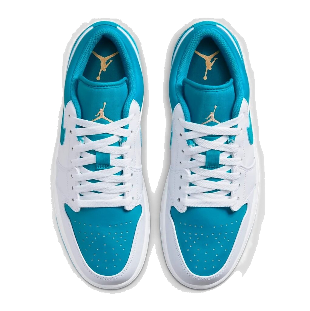 Nike Men's Jordan 1 Low Shoes - Aquatone / Celestial Gold / White