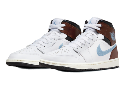 Nike Men's Air Jordan 1 Mid Se Shoes - White / Blue Grey / Black / Sail