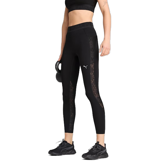 Puma Women's Lace High-Waisted 7/8 Tights Leggings - Puma Black