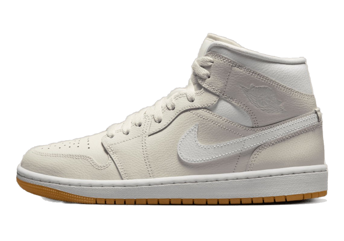 Nike Women's Air Jordan 1 Mid Shoes - Phantom / Gum Light Brown / White