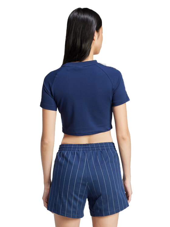 Adidas Women's 3-Stripes Infill Baby Tee Apparel - Night Indigo / Multicolor