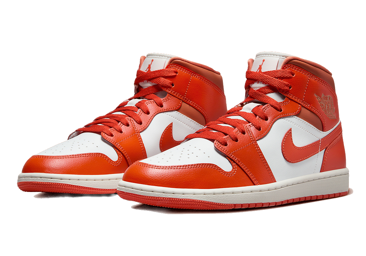 Nike Women's Air Jordan 1 Mid Shoes - Summit White / Amber Brown / Cosmic Clay