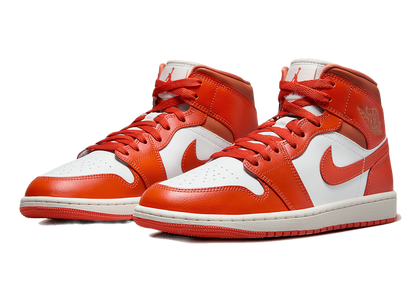 Nike Women's Air Jordan 1 Mid Shoes - Summit White / Amber Brown / Cosmic Clay