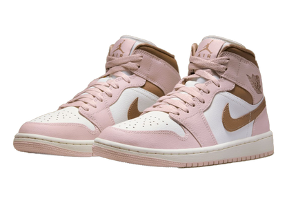 Nike Women's Air Jordan 1 Mid Shoes - Pink Oxford / Sail / Archaeo Brown