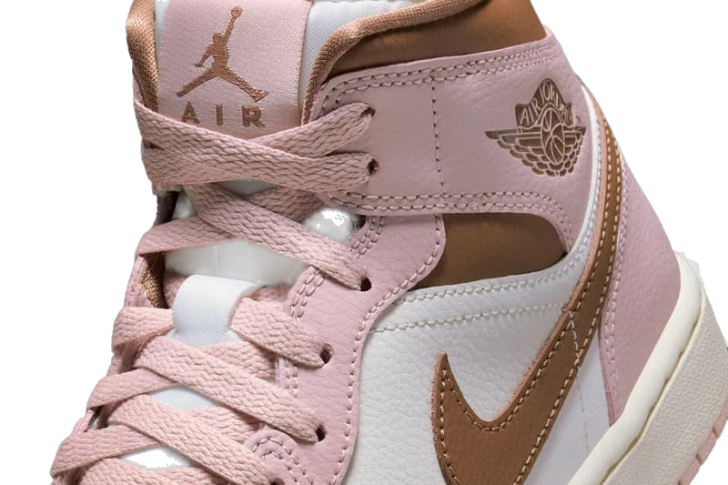 Nike Women's Air Jordan 1 Mid Shoes - Pink Oxford / Sail / Archaeo Brown