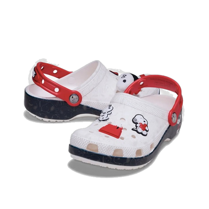 Crocs Kids' Classic Clog Peanuts Snoopy Shoes - White / Red-Black