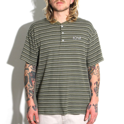 Striped Rib Henley T-Shirt