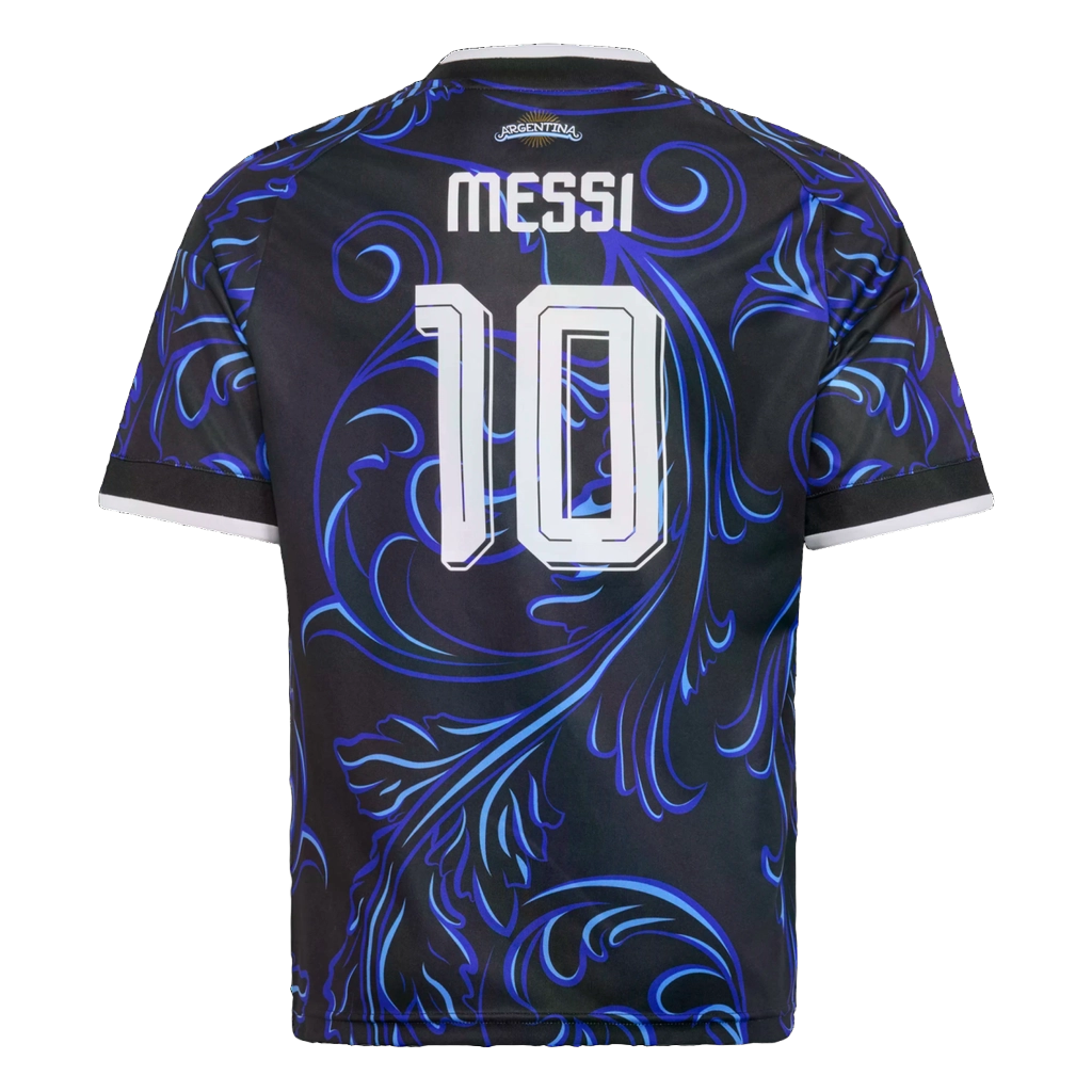 Adidas Kids' Argentina 26 Away Messi Jersey Apparel - Black / Lucid Blue / Blue Burst