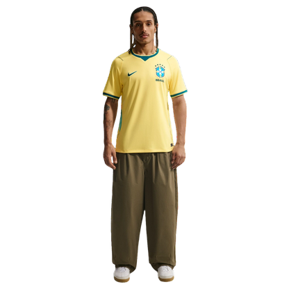 Nike Men's Brazil 2026 Stadium Home Dri-Fit Soccer Jersey Apparel - Canary / Light Menta / Geode Teal