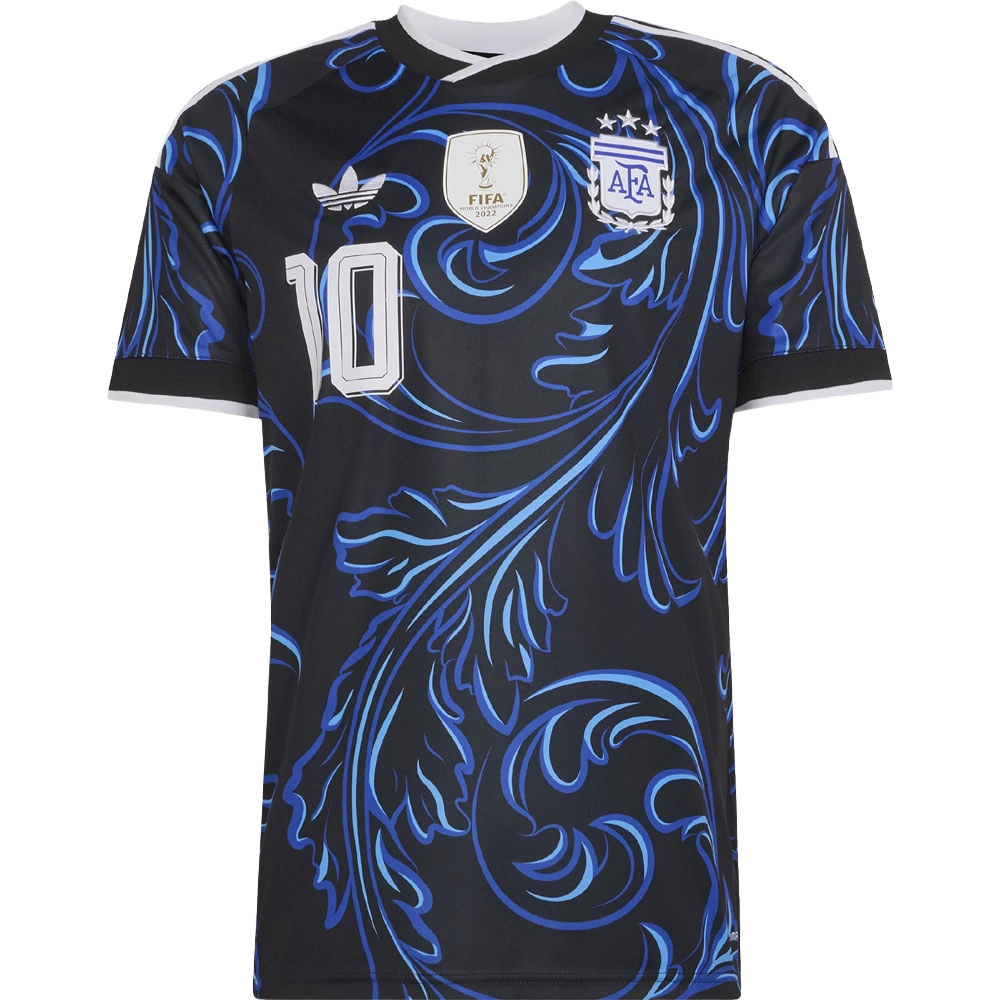Adidas Men's Argentina 26 Away Messi Jersey Apparel - Black / Lucid Blue / Blue Burst