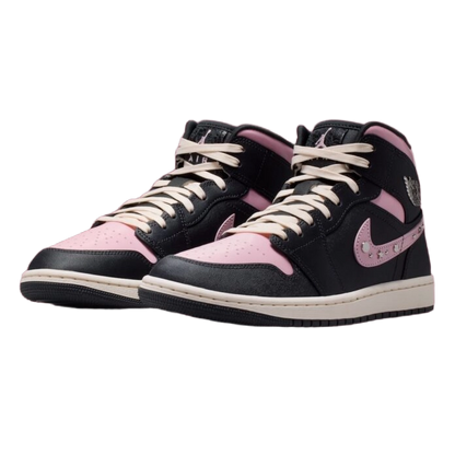 Nike Women's Jordan 1 Mid Se Iced Carmine Shoes - Anthracite / Metallic Silver / Iced Carmine / Sail / Coconut Milk