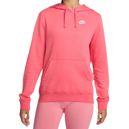 Nike Women's Sportswear Club Fleece Pullover Hoodie Apparel - Sea Coral / White