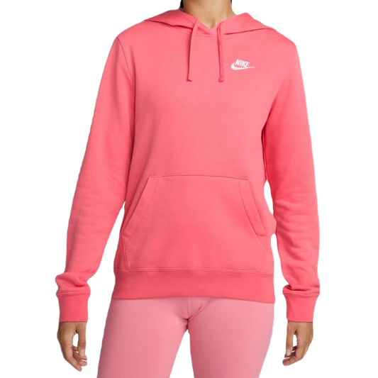 Nike Women's Sportswear Club Fleece Pullover Hoodie Apparel - Sea Coral / White