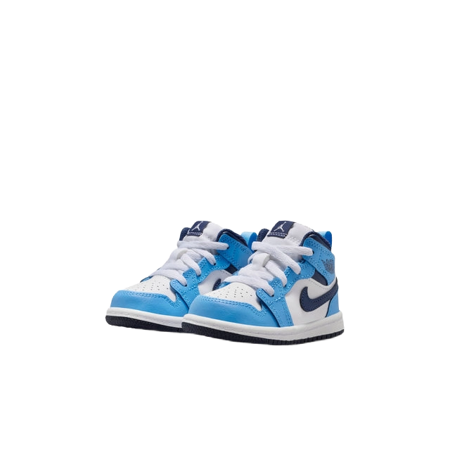 Nike Kids' Jordan 1 Mid Shoes - University Blue / White / Sail / Midnight Navy
