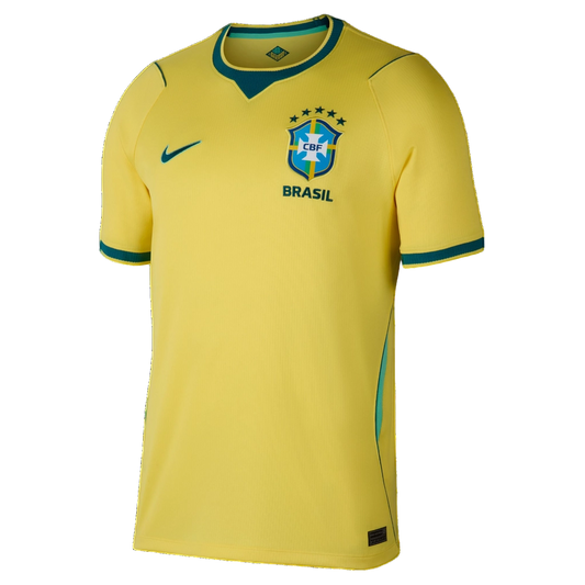 Nike Men's Brazil 2026 Stadium Home Dri-Fit Soccer Jersey Apparel - Canary / Light Menta / Geode Teal