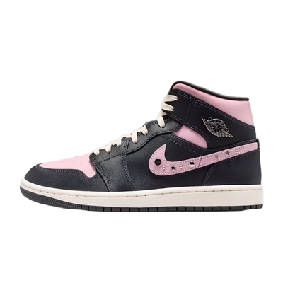 Nike Women's Jordan 1 Mid Se Iced Carmine Shoes - Anthracite / Metallic Silver / Iced Carmine / Sail / Coconut Milk