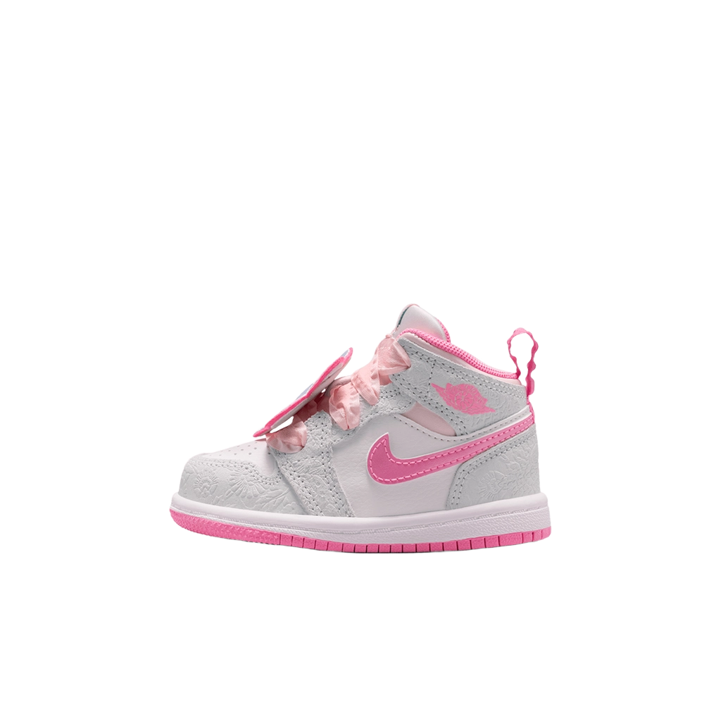 Nike Kids' Jordan 1 Mid Se Spring Flowers (Td) Shoes - Vast Grey / Pink Glow / Pearl Pink