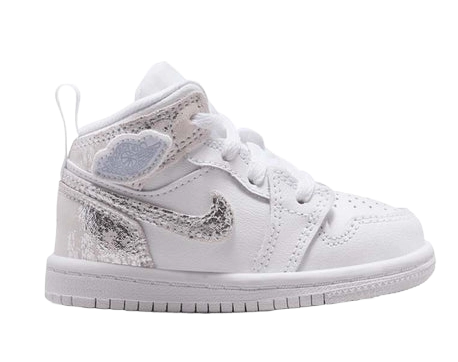 Nike Kids' Jordan 1 Mid Se Shoes - White / Field Silver