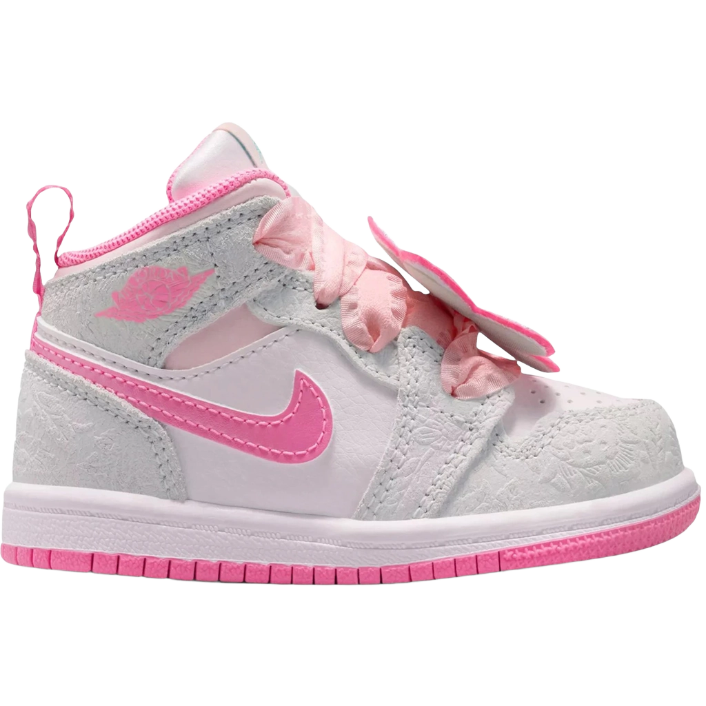 Nike Kids' Jordan 1 Mid Se Spring Flowers (Td) Shoes - Vast Grey / Pink Glow / Pearl Pink